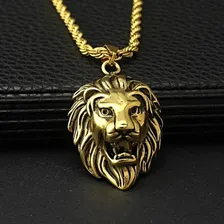 Pingente Aço Inox Com Corrente Leão Signo Time Moto Carro Mc Cor Dourado Foto  mini 1