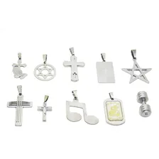 Pingente Aço Inox Kit 12 Peças Variadas Atacado Cor Prateado Foto  mini 1