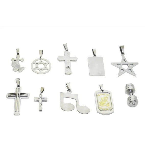 Pingente Aço Inox Kit 12 Peças Variadas Atacado Cor Prateado Foto 1