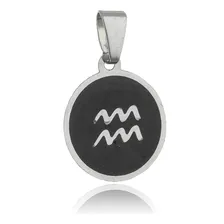 Pingente Aço Inox Medalha Signos Do Zodíaco Horóscopo Resina Foto mini 1