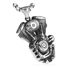 Pingente Aço Inox Motor V2 Chopper Custom Moto Clube Harley Cor Modelo B Foto mini 1
