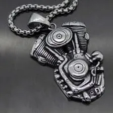Pingente Aço Inox Motor V2 Chopper Custom Moto Clube Harley Cor Modelo B Foto mini 4