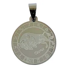 Pingente Aço Inox Prateado Redondo Signo Touro 2,5 Cm Signos Foto  mini 1