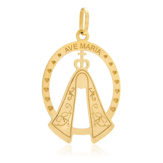Pingente Ave Maria Em Ouro 18k Cor Amarelo Foto 1