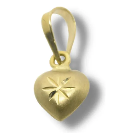 Pingente Berloque Em Ouro 18k Estampado Coração P645 Foto 1