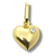 Pingente Berloque Ouro 18k Estampado Coração Com Zirc P624 Foto mini 1