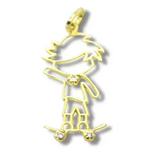 Pingente Boneco Menino Skate Zirc么nia Ouro 18k P120 Foto mini 1