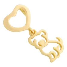 Pingente Cachorro Passante Coração Em Ouro 18k Cor Amarelo Foto mini 2