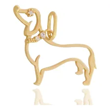 Pingente Cachorro Salsicha Dachshund Zircônias Ouro 18k Cor Amarelo Foto  mini 1