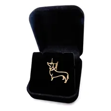 Pingente Cachorro Salsicha Dachshund Zircônias Ouro 18k Cor Amarelo Foto mini  2