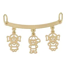 Pingente Canga 18k 3 Filhos Meninos Meninas Em Ouro Joias750 Cor Amarelo Foto mini 1