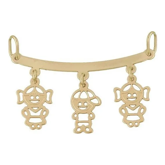 Pingente Canga 18k 3 Filhos Meninos Meninas Em Ouro Joias750 Cor Amarelo Foto 1