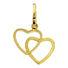 Pingente Coração Duplo Pequeno Ouro 18k 750 Cor Único Foto mini 1
