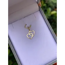 Pingente Coração Duplo Pequeno Ouro 18k 750 Cor Único Foto mini 2