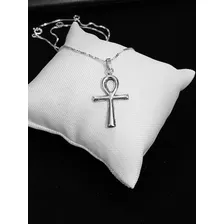 Pingente +corrente Veneziana V15 Cruz Ansata Ankh Prata 925 Foto mini 2
