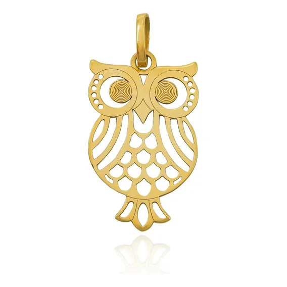 Pingente Coruja Em Ouro 18k Cor Amarelo Foto 1