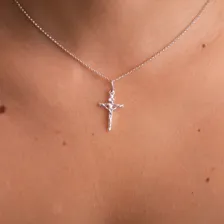 Pingente Crucifixo Com Imagem De Cristo - Prata 925 Foto mini 3