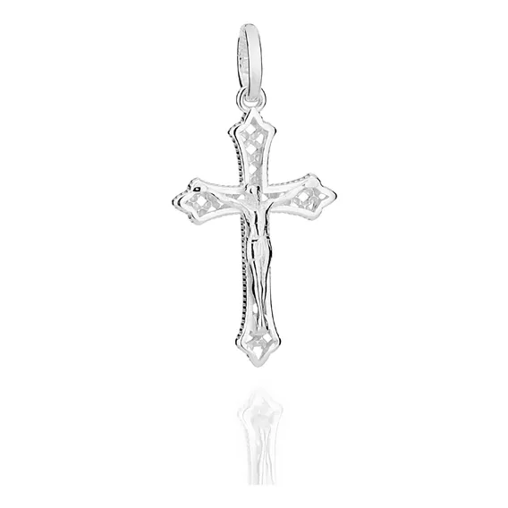 Pingente Crucifixo De Prata Maciça 925 840179 Rommanel Foto 1