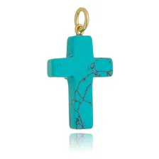 Pingente Crucifixo Pedra Natural Folheado Ouro Qualidade top Foto mini 1