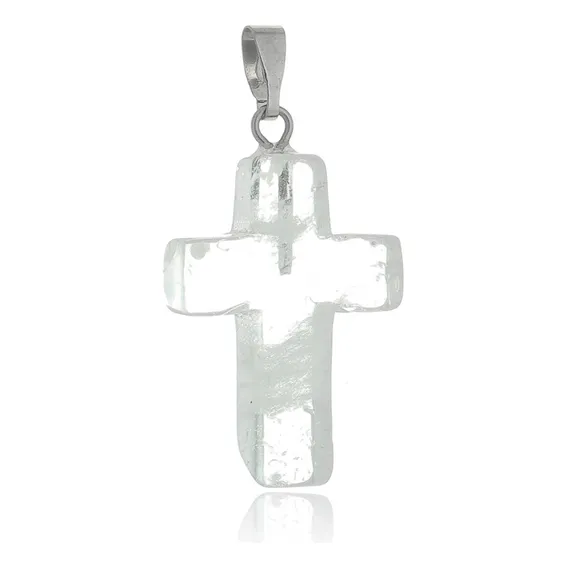 Pingente Crucifixo Pedra Natural Folheado Ouro Qualidade top Foto 1