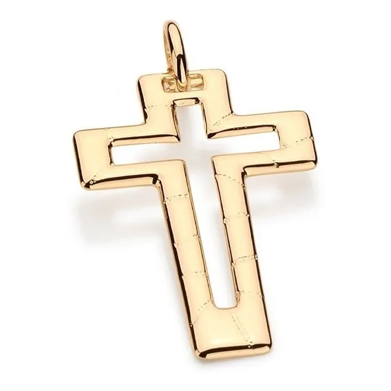Pingente Crucifixo Vazado Masculino Folheado Ouro Rommanel Cor Dourado Foto 1