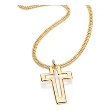 Pingente Crucifixo Vazado Masculino Folheado Ouro Rommanel Cor Dourado Foto mini 3