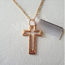 Pingente Crucifixo Vazado Masculino Folheado Ouro Rommanel Cor Dourado Foto mini 2