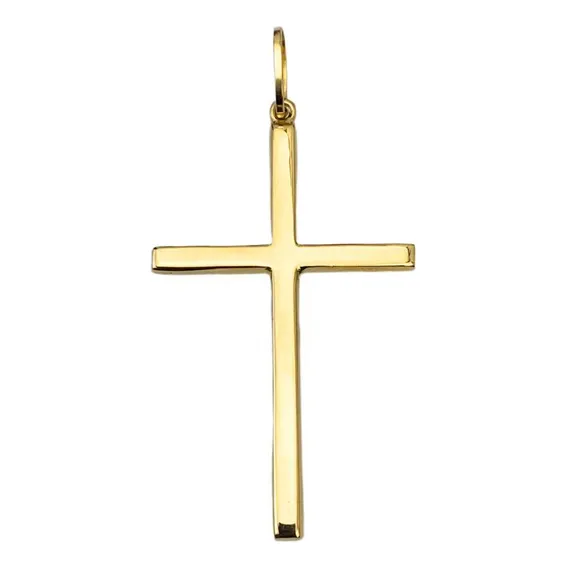 Pingente Cruz 6cm Ouro 18k Foto 1