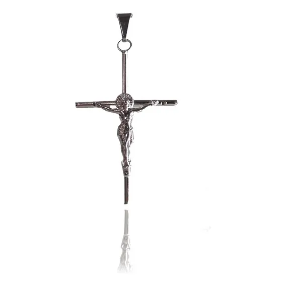 Pingente Cruz Com Cristo Aço Inox Foto 1