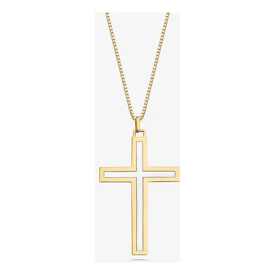 Pingente Cruz Em Ouro Amarelo E Ouro Branco 18k Foto 1
