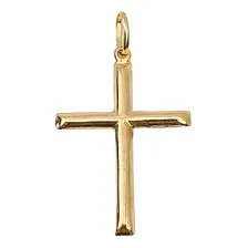 Pingente Cruz Palito Achatado Polido Em Ouro 18k Foto  mini 1