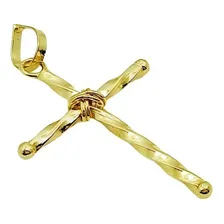Pingente Cruz Para Corrente Fio Torcido Ouro 18k-750 Cor Dourado Foto mini 1