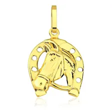 Pingente De Ouro 18k Ferradura Com Cavalo Foto mini 1