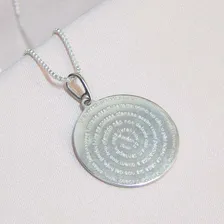 Pingente De Prata 925 Medalha Oração Pai Nosso Grande Foto mini 3