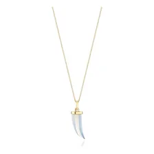 Pingente Dente De Sabre Em Ágata Branca E Ouro Amarelo Foto mini 1