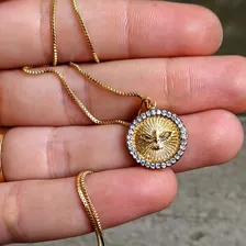 Pingente Divino Espírito Santo Banhado A Ouro Colar Semijoia Cor Dourado Foto mini 3