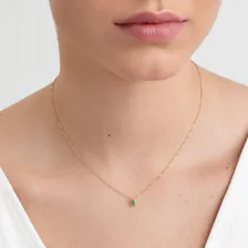 Pingente Em Gota Com Esmeralda E Diamante Em Ouro 18k Foto mini  2