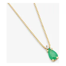 Pingente Em Gota Com Esmeralda E Diamante Em Ouro 18k Foto mini  3