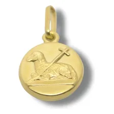 Pingente Em Ouro 18k Argus Dai / Agnus Dei 10.5mm P522 Foto mini 1
