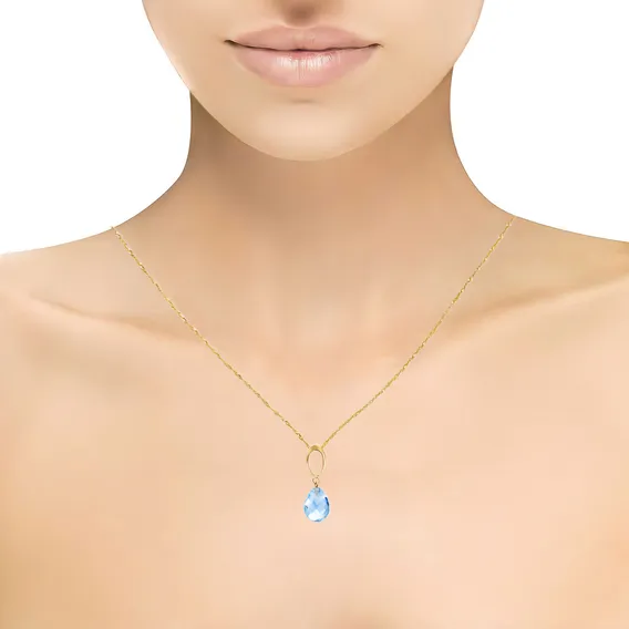 Pingente Em Ouro 18k Com Topázio Azul Sky Foto 1