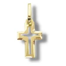 Pingente Em Ouro 18k Crucifixo Vazado Chapa Trabalhada P161 Foto  mini 1