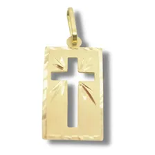 Pingente Em Ouro 18k Crucifixo Vazado Chapa Trabalhada P164 Foto mini 1