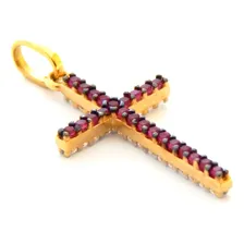 Pingente Em Ouro 18k Cruz Crucifixo Zircônias Dupla Face Cor Branco Foto mini  2