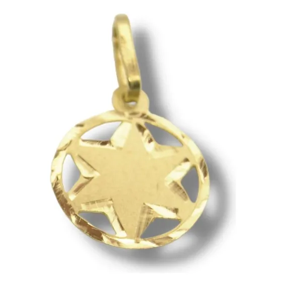 Pingente Em Ouro 18k Judeu Estrela Judaica Estrela Davi P274 Foto 1