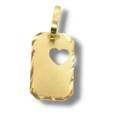 Pingente Em Ouro 18k Octógono Retângular Coração Chapa P150 Foto  mini 1