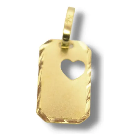 Pingente Em Ouro 18k Octógono Retângular Coração Chapa P150 Foto 1