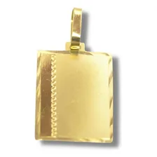 Pingente Em Ouro 18k Retângulo Trabalhado Chapa P116 Foto mini 1