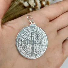 Pingente Em Prata 925 Medalha São Bento Grande Dupla Face Foto mini 4