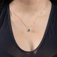 Pingente Feminino De Ouro 18k 750 Pedra Oval Cor Verde Foto mini 2