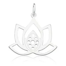 Pingente Flor De Lotus Prata 925 Cor Cinza Foto  mini 1